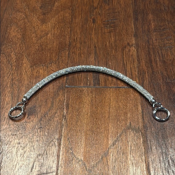 Silver Glitter Clutch Handbag Strap with Rhinestones - Picture 1 of 8